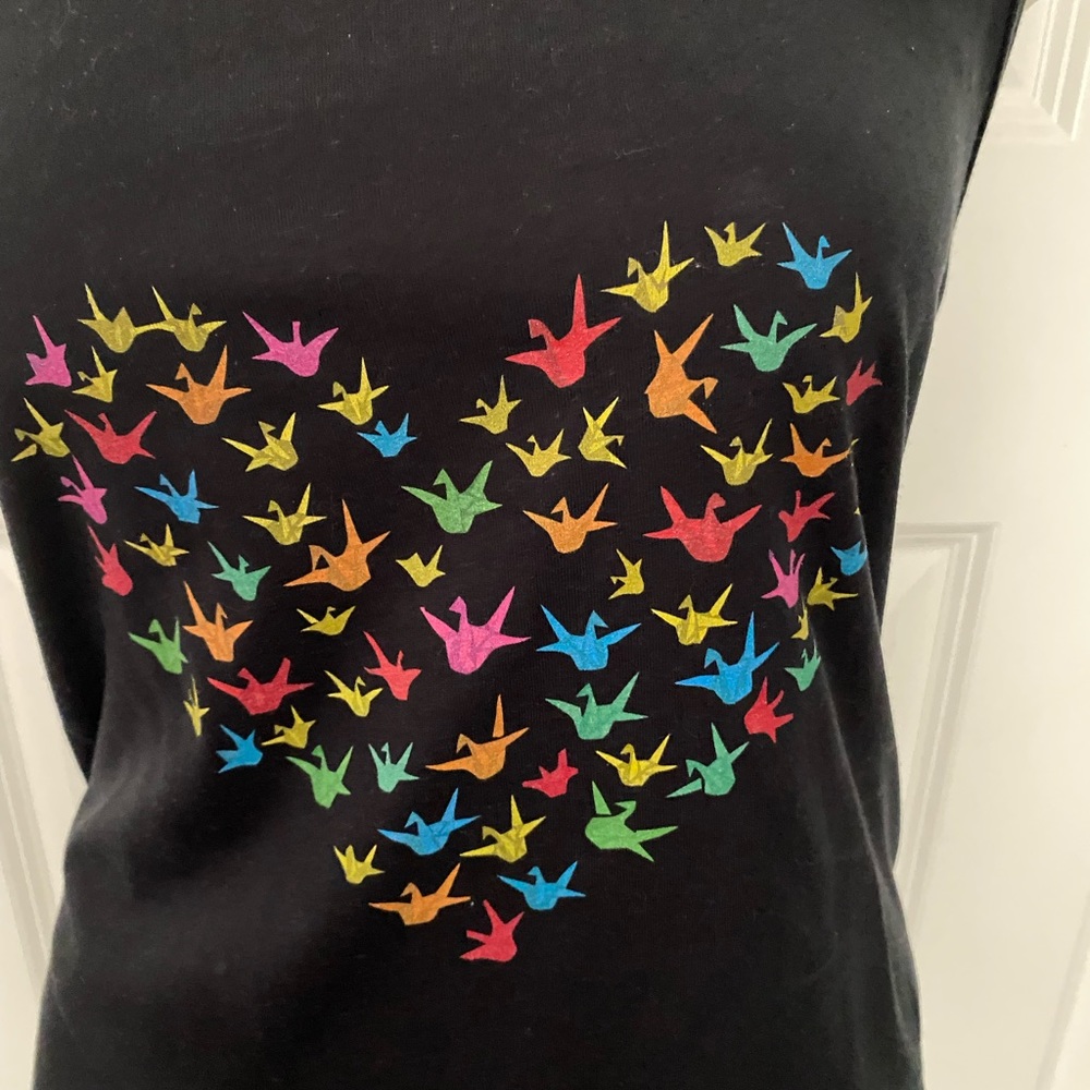 Flock and feather black heart tank paper crane M - Picture 2 of 3